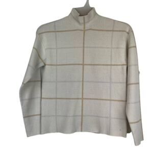 By Anthropologie mock-neck Ivanna Lizzie windowpane plaid sweater size xs